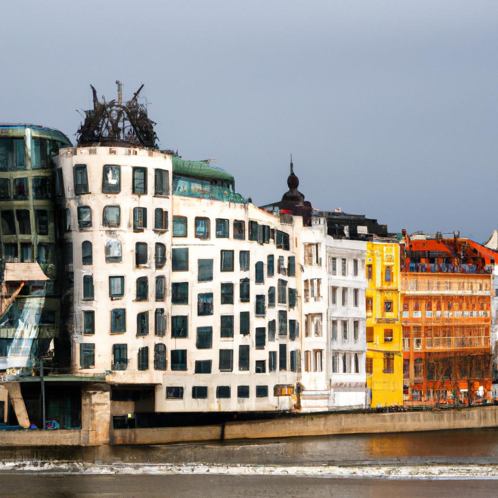 The Dancing House's unconventional design adds to the charm of Prague's historic riverfront