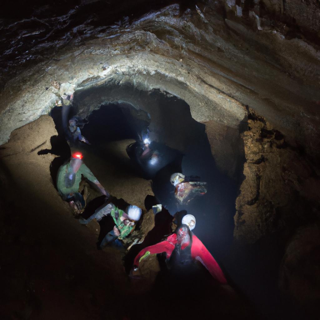 Cave explorers navigating through the depths of the deepest cave in Georgia