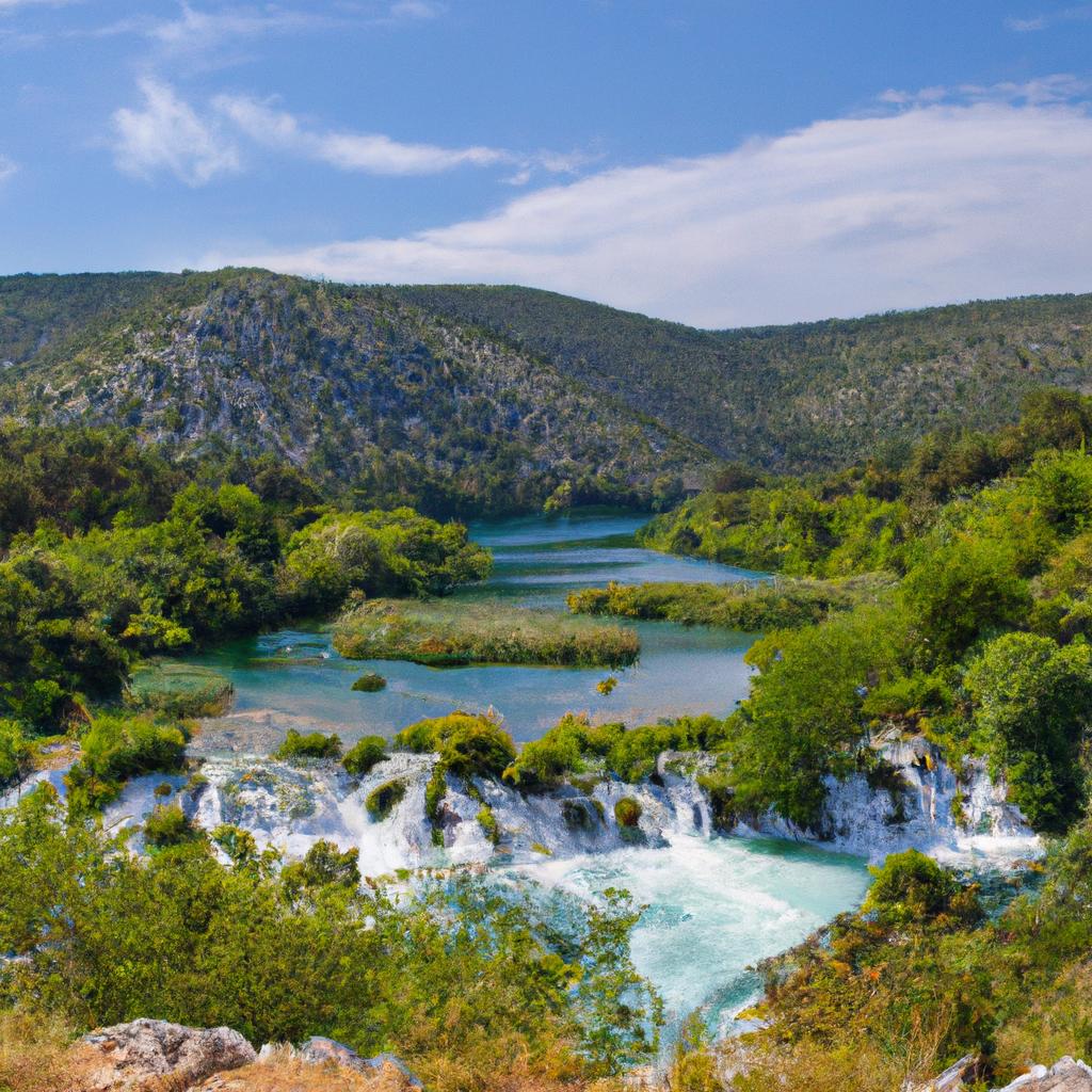 Krka National Park in Dinara is known for its stunning waterfalls and crystal-clear lakes.