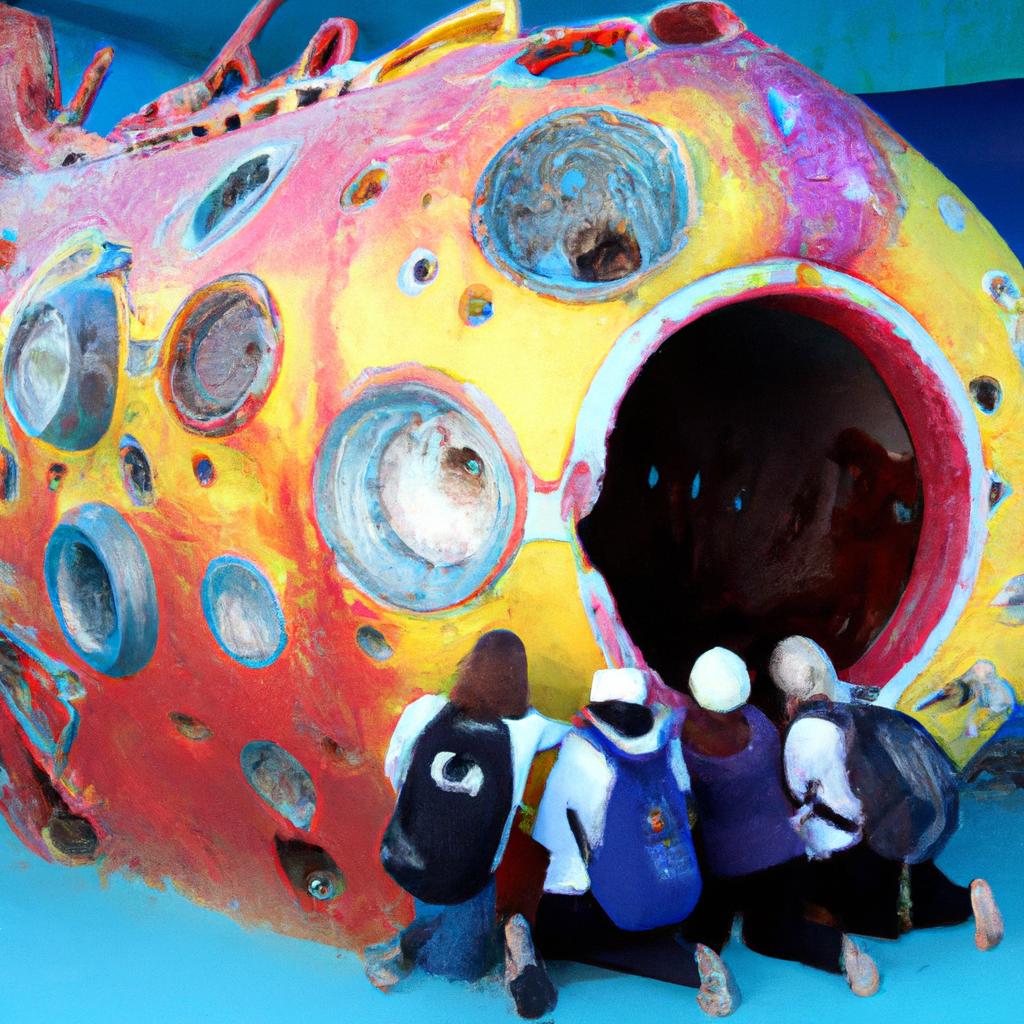 Divers enjoying the beauty of a vibrant submarine sculpture