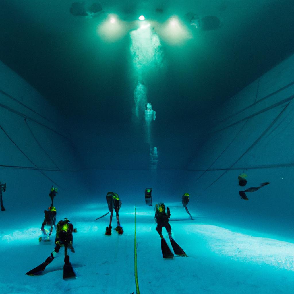 Divers can explore the deep end of the pool, which goes up to 115 feet deep
