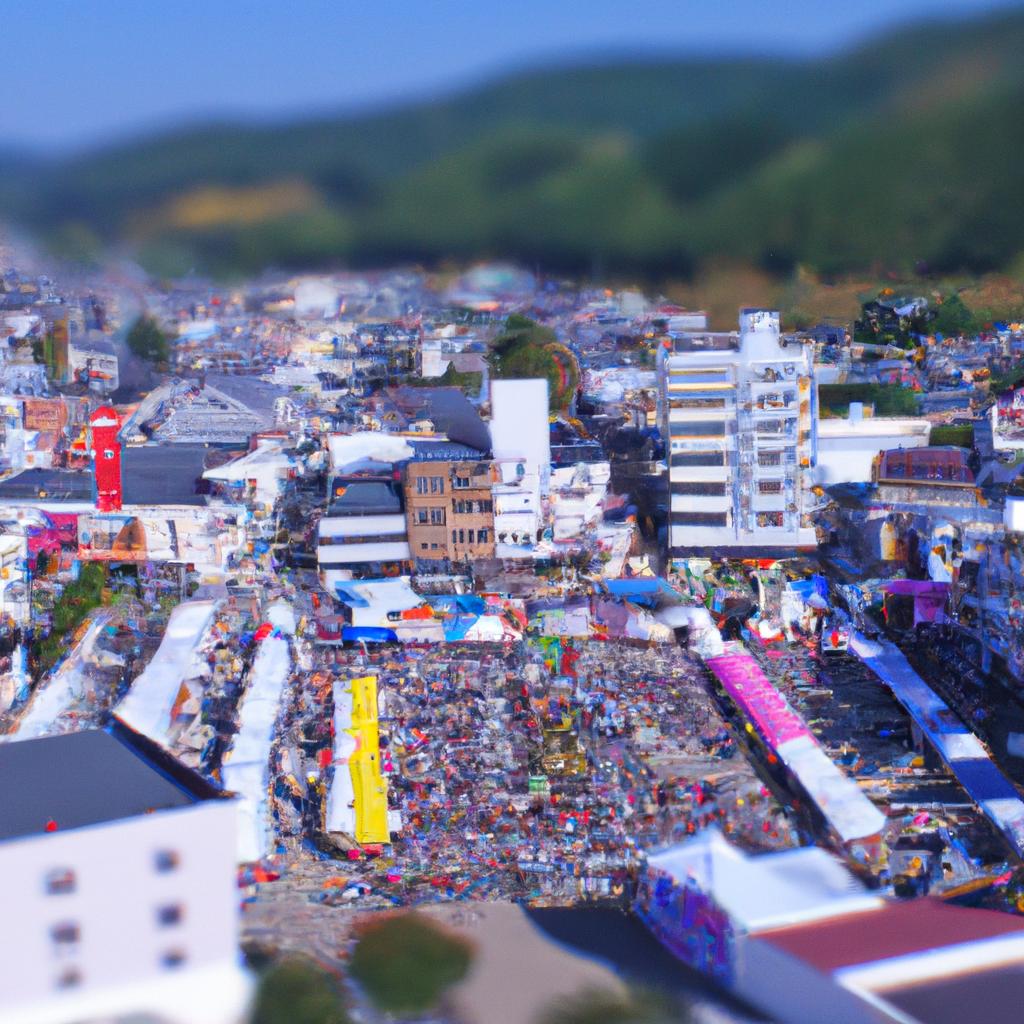 The main square of the town of dolls, Japan during the annual doll festival