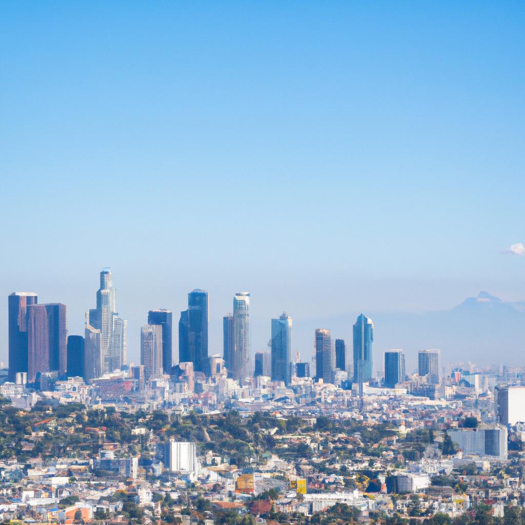 Panoramic view of downtown Los Angeles skyline