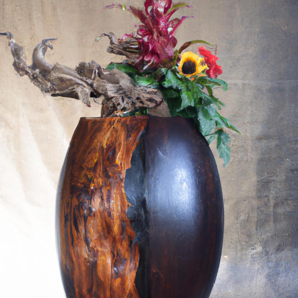 This dragon's blood wood vase adds a touch of elegance to any room and complements any bouquet of flowers.