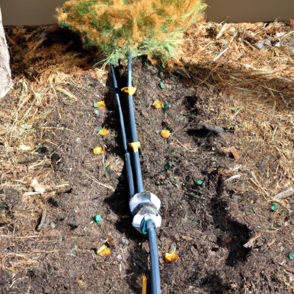 A drip irrigation system installed in a drought-tolerant garden bed