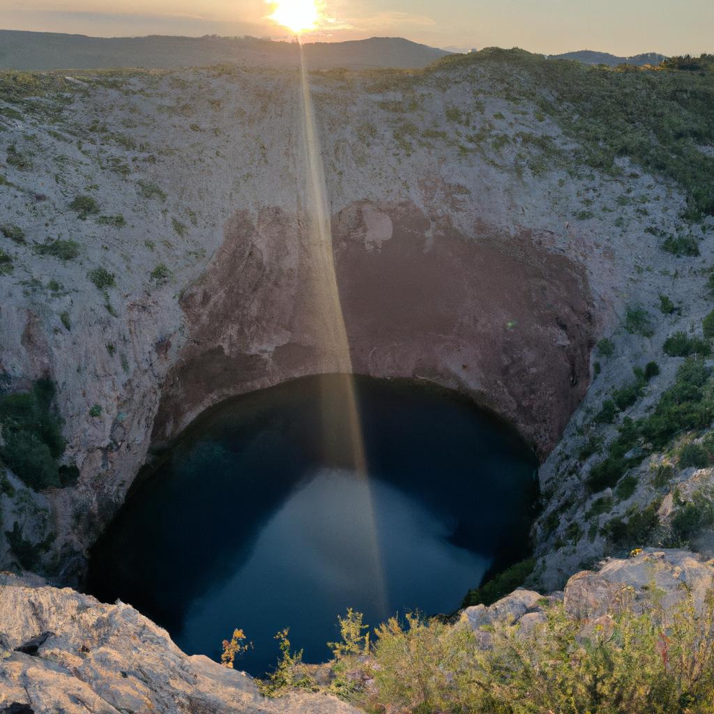 The sunrise over Earth's Eye in Croatia is a breathtaking sight