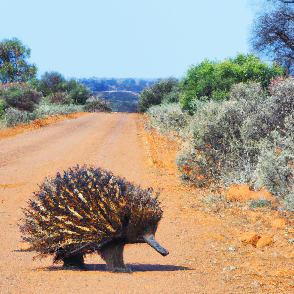 An echidna searching for food in the outback of South Australia.