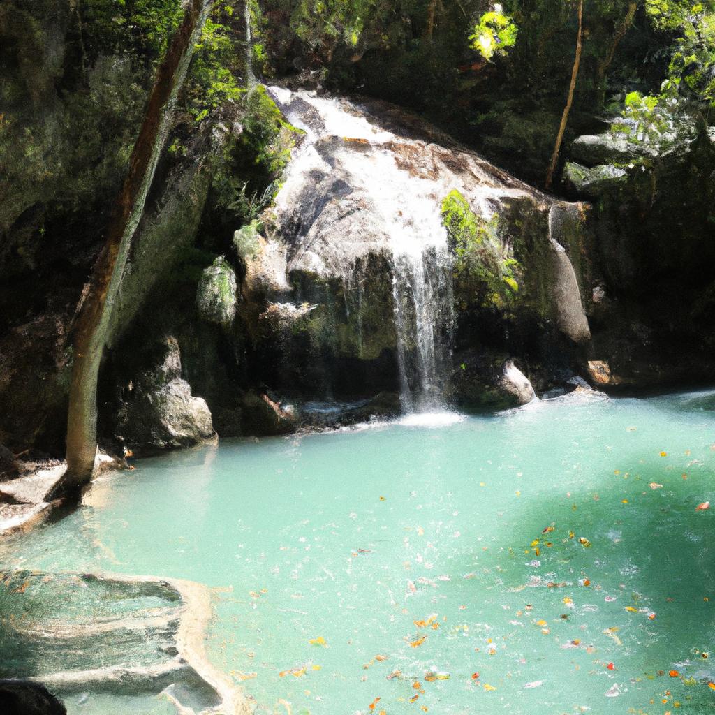 Swimming in the clear waters of Erawan Falls is a refreshing experience