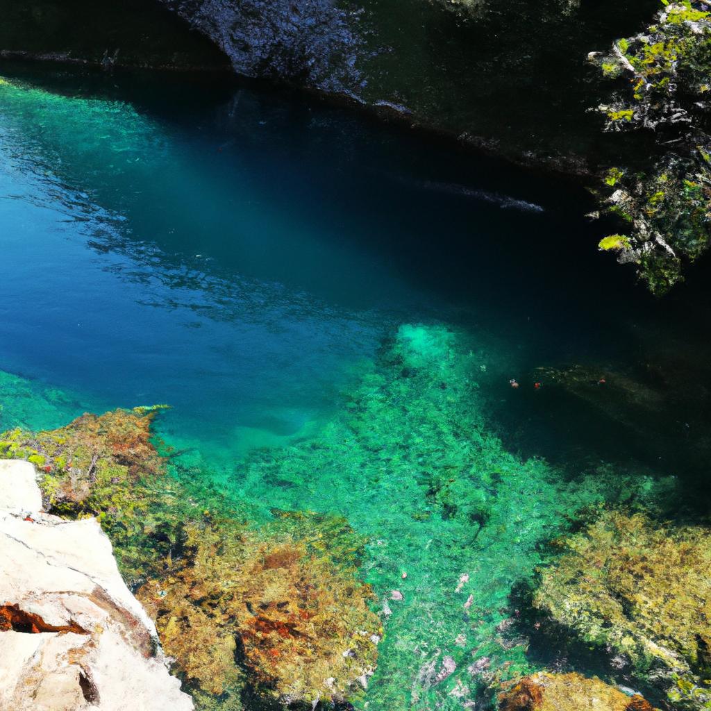 The crystal clear waters of the Eye of the Earth Croatia offer visitors a chance to see the underwater cave system and unique marine life.