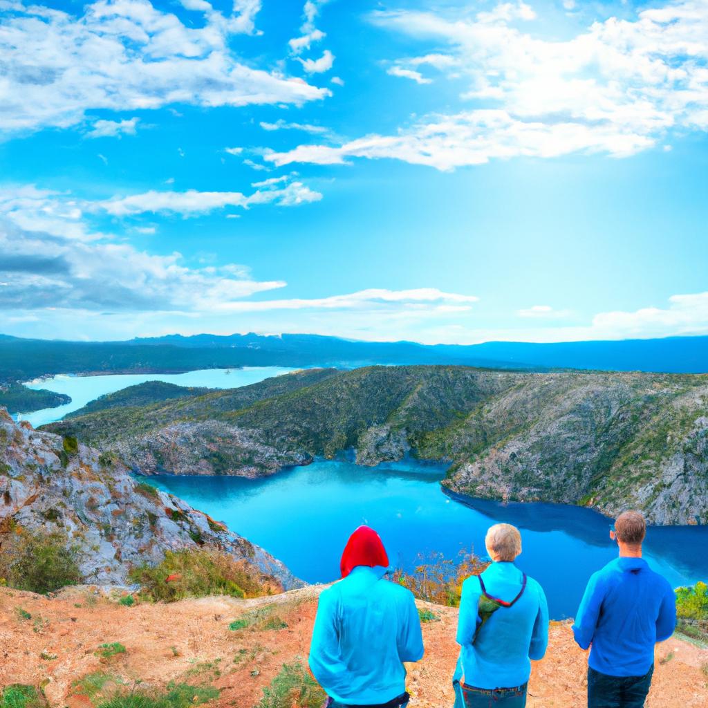 Tourists take in the stunning views of the Eye of the Earth in Croatia. The natural wonder attracts visitors from all over the world.