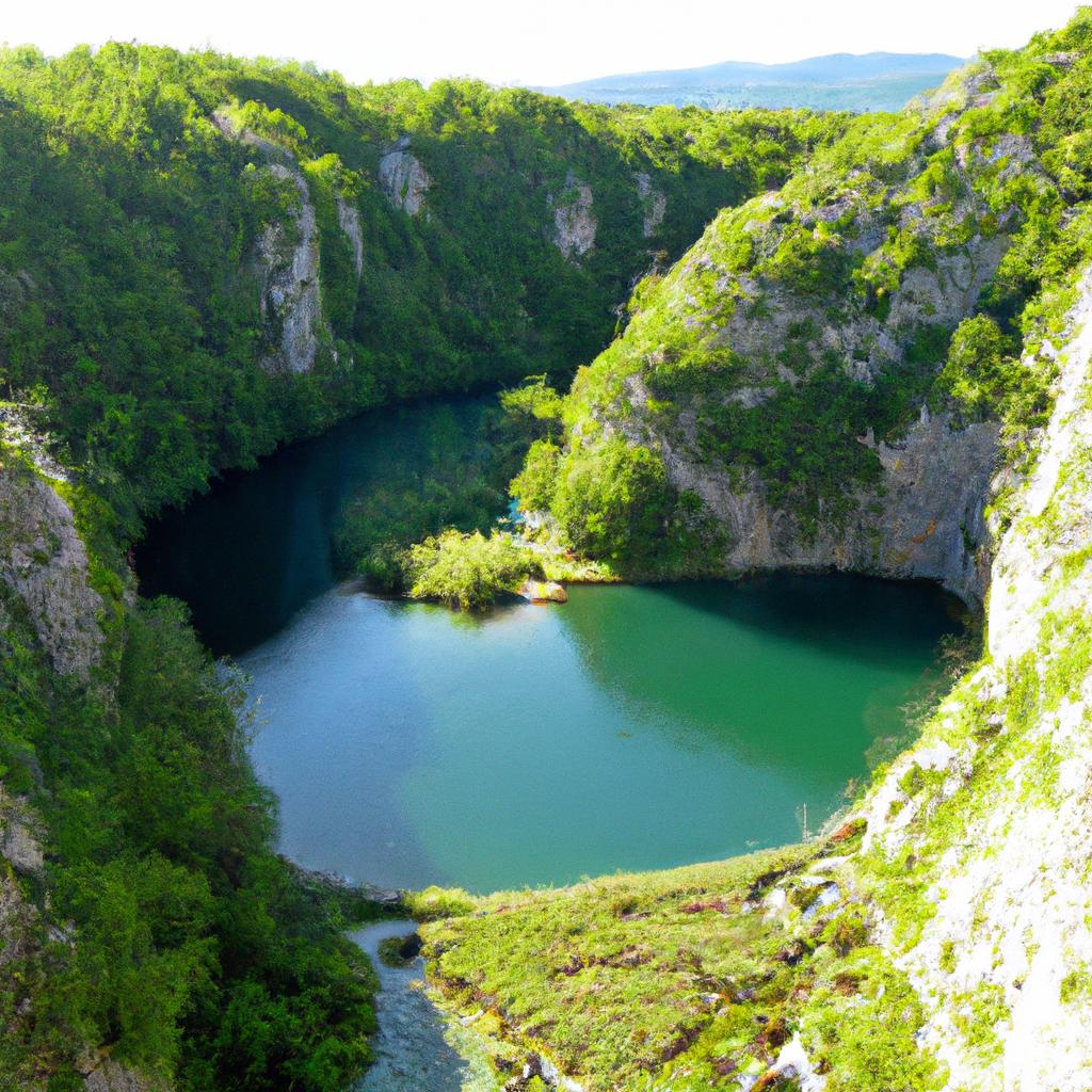 The stunning surrounding landscape of the Eye of the Earth Croatia offers visitors a chance to explore the beauty of Croatia’s nature.