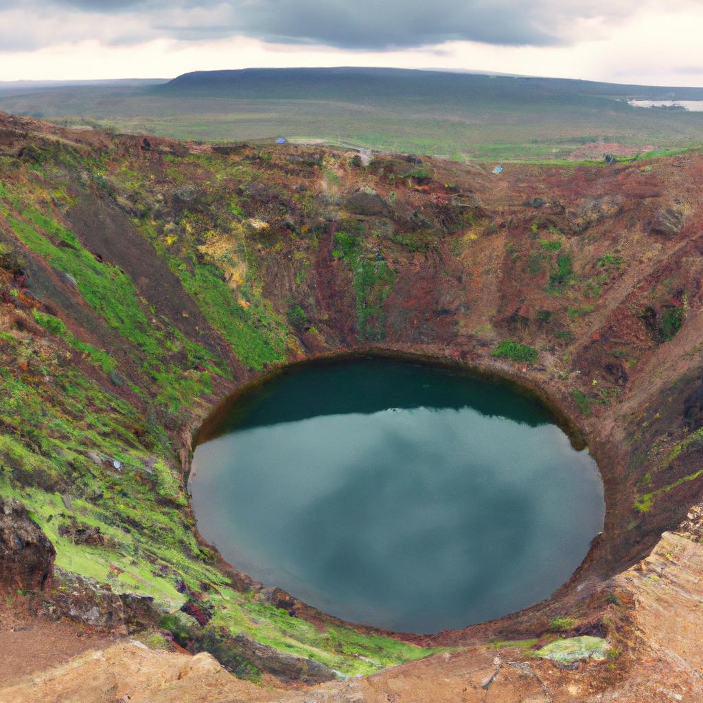 Panoramic view of the Eye of the Earth in Iceland