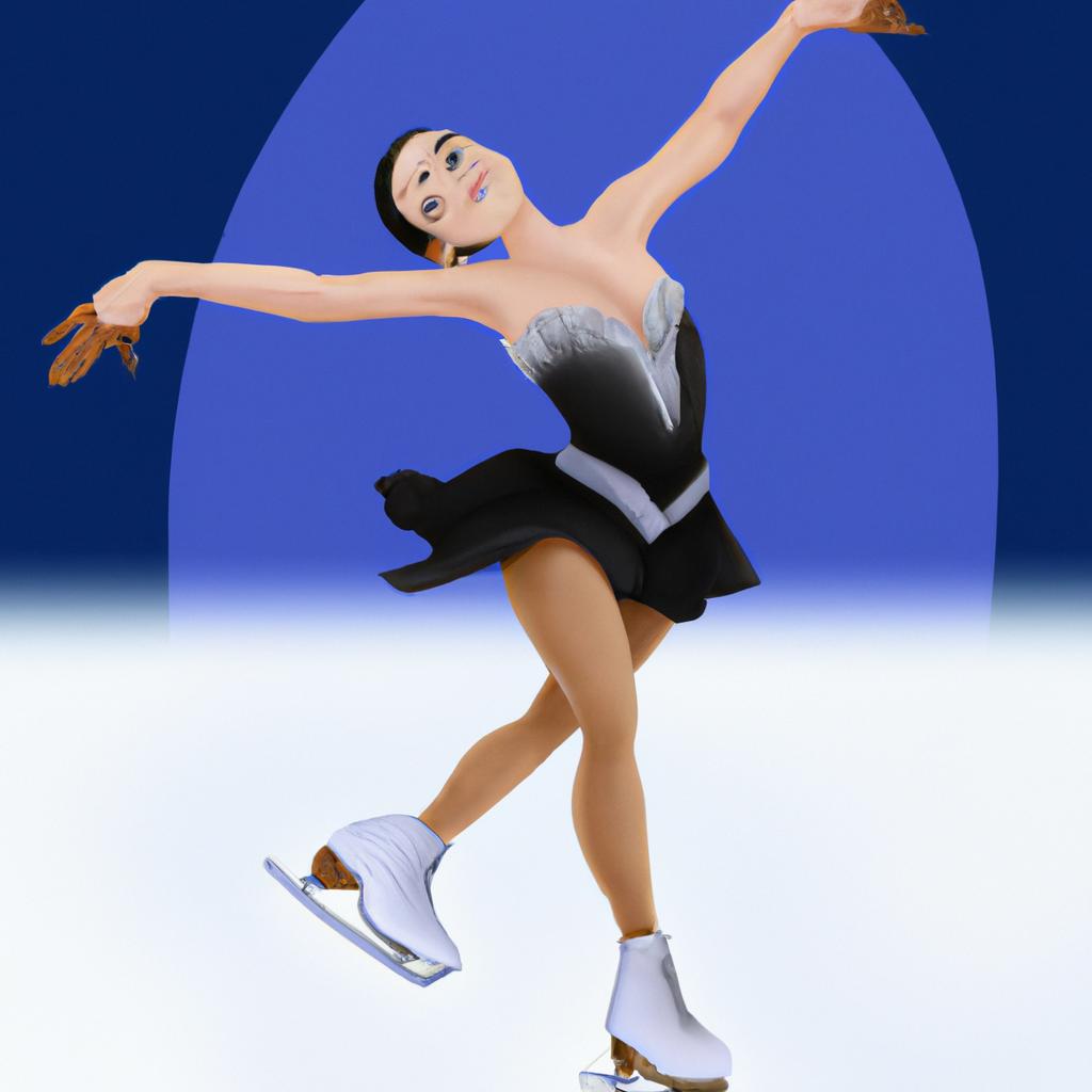 A beautiful painting of a figure skater performing a mesmerizing routine