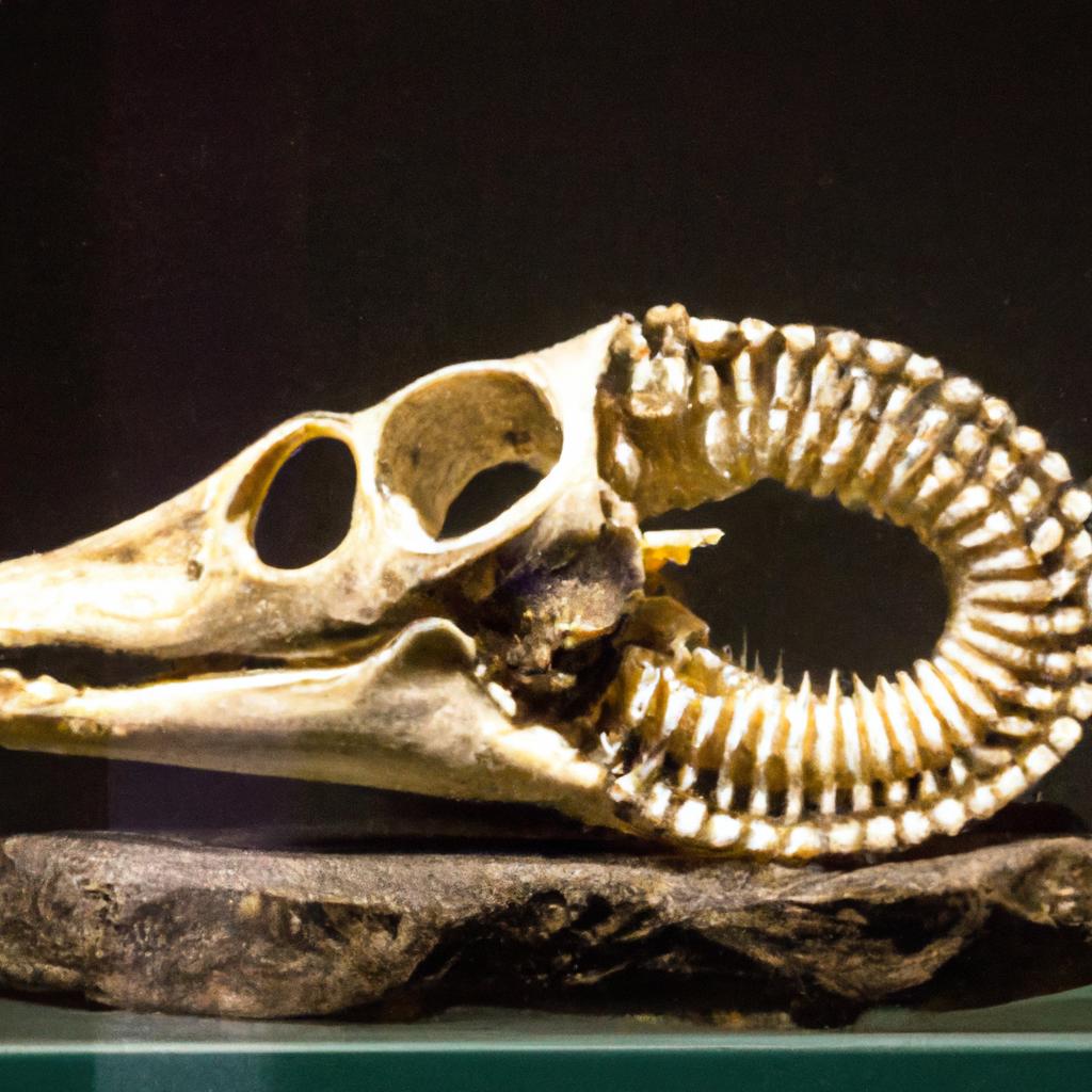 The fossilized skull of a prehistoric sea snake