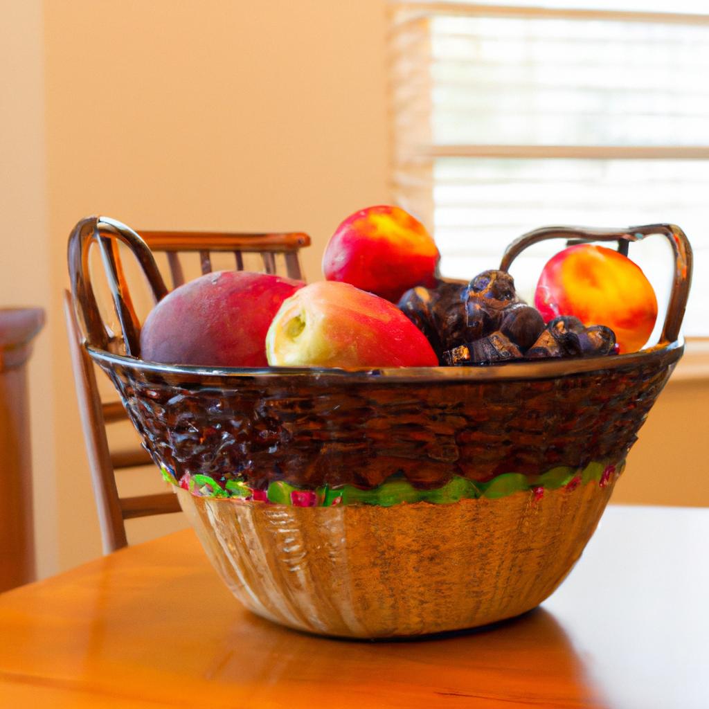 A basket of juicy peaches and plums freshly picked from the orchard