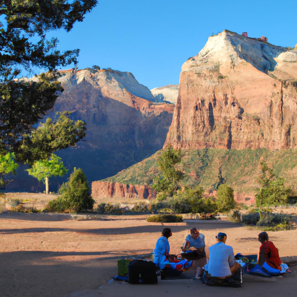 Picnicking with friends amidst the natural beauty of Zion National Park