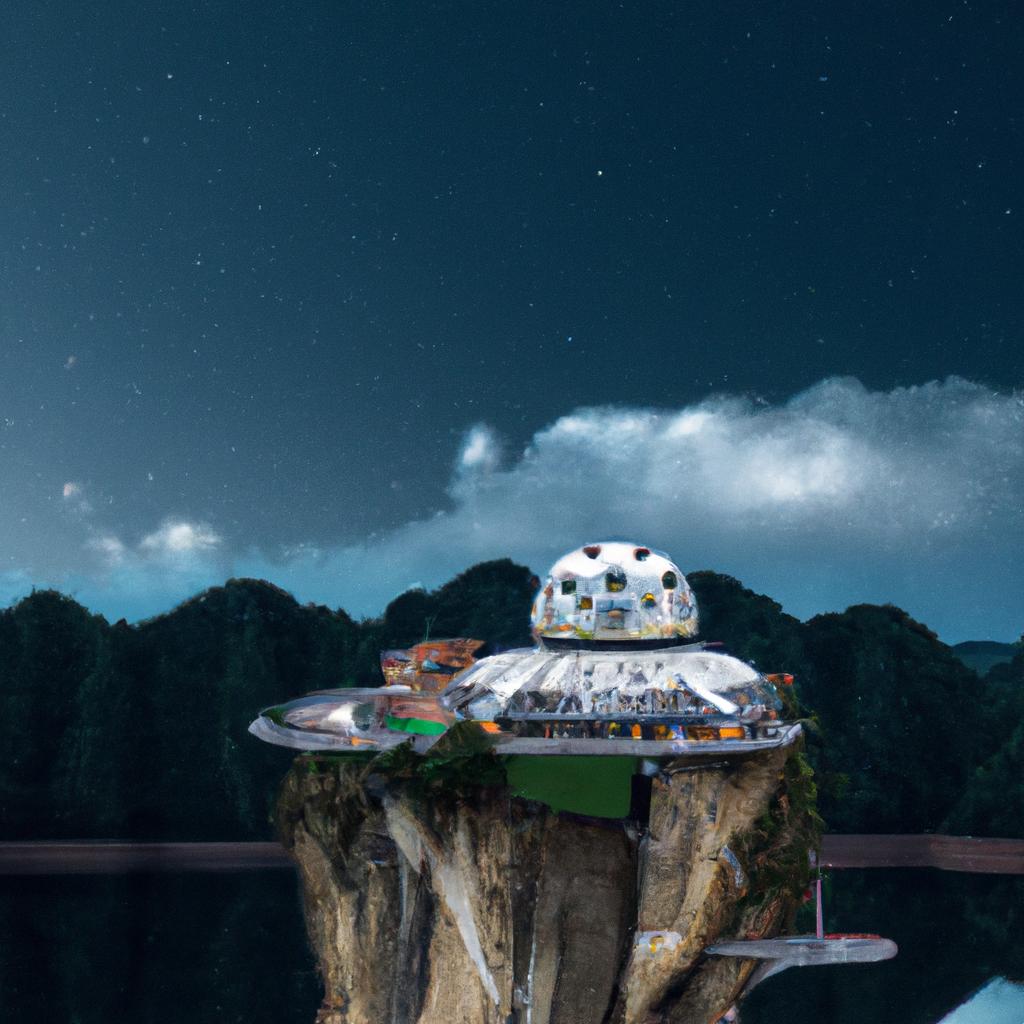 The Rock of Guatapé reimagined as a space station in a distant galaxy