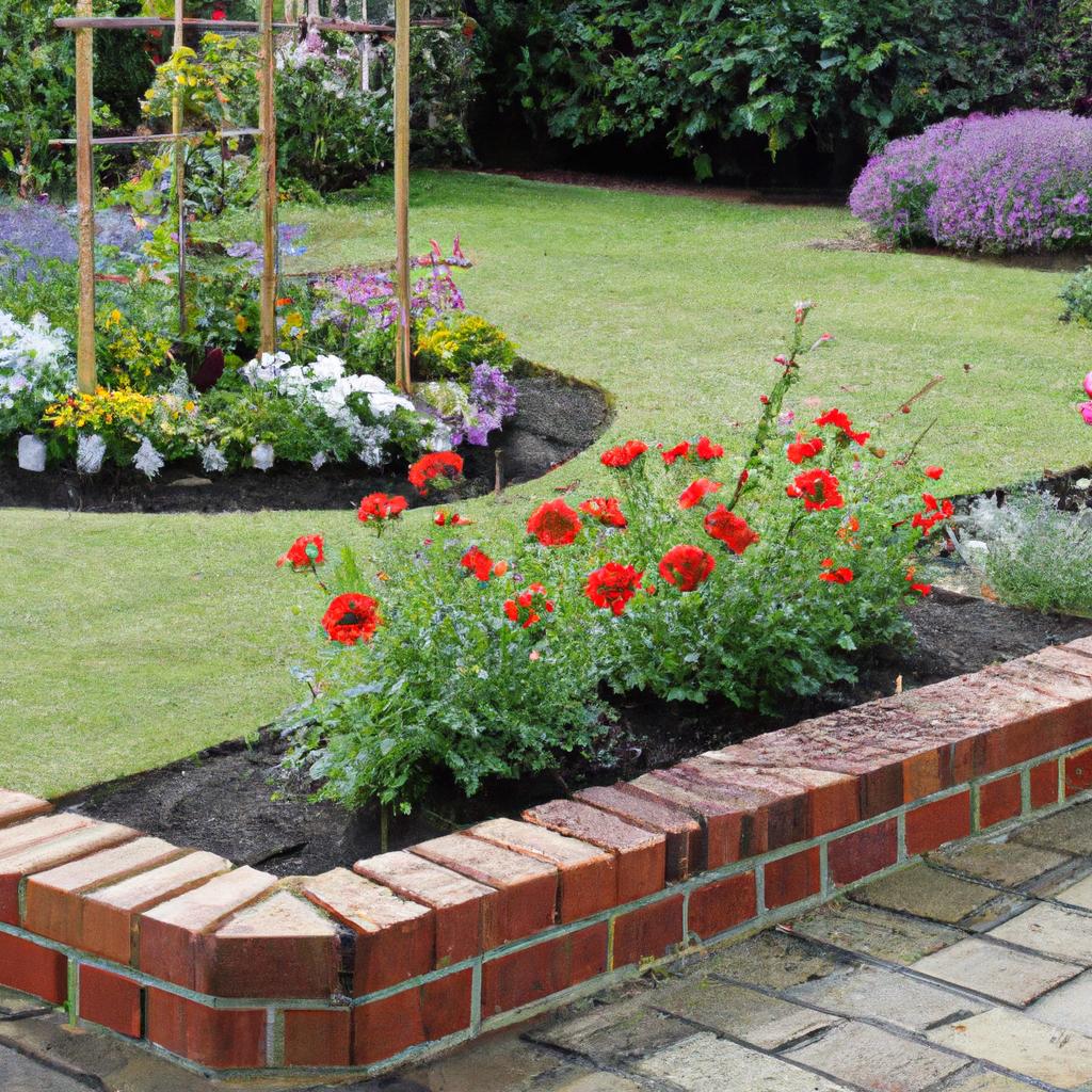 Brick garden edging for a traditional garden design