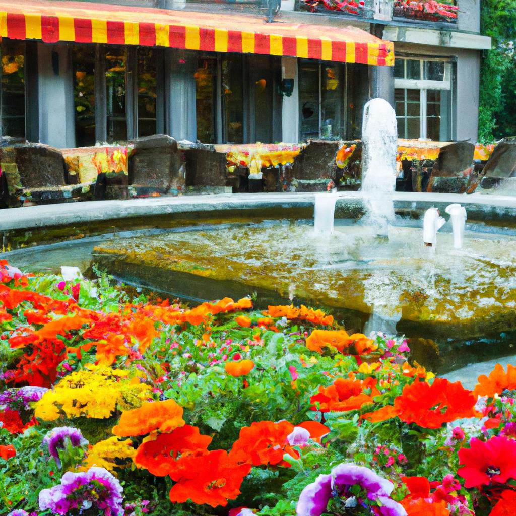 Relax and unwind in our beautiful garden cafe with a stunning fountain backdrop.
