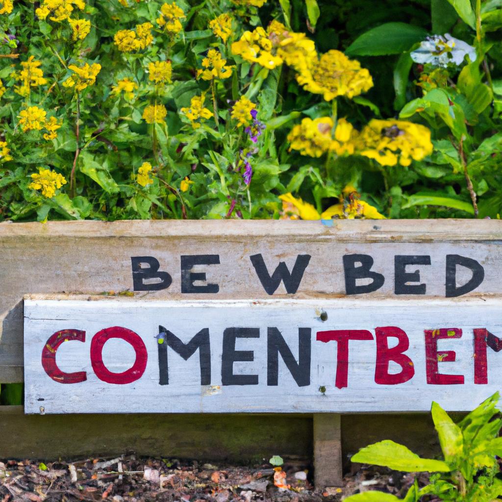 A sign in a garden encouraging bee conservation