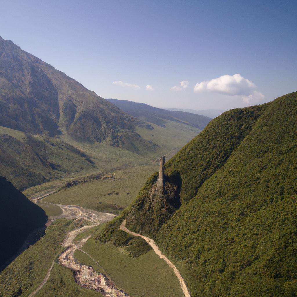 From above, the Georgia Pillar is a striking sight against the natural beauty of its surroundings.