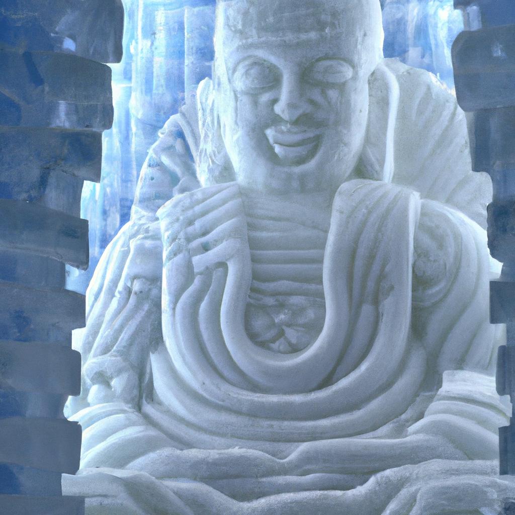 A massive Buddha ice sculpture in China