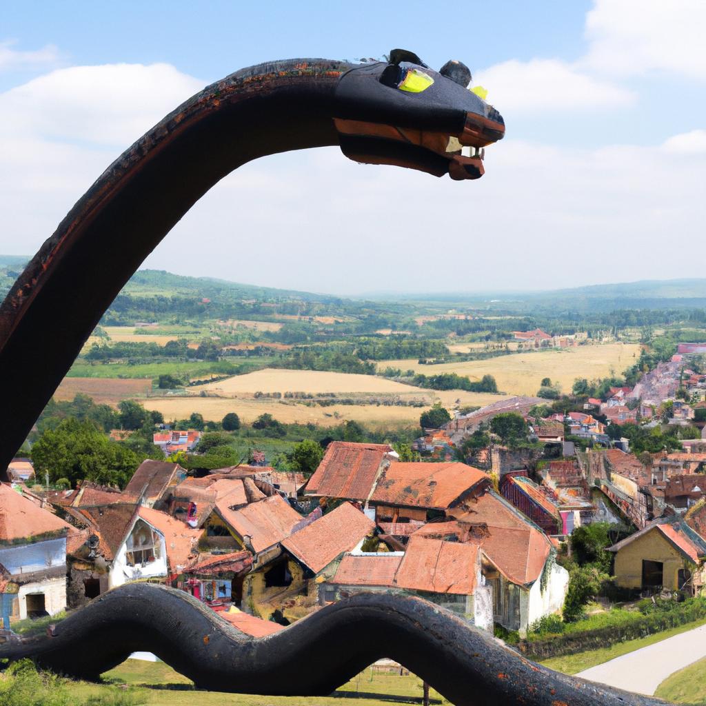 The villagers trembled in fear at the sight of the serpent.