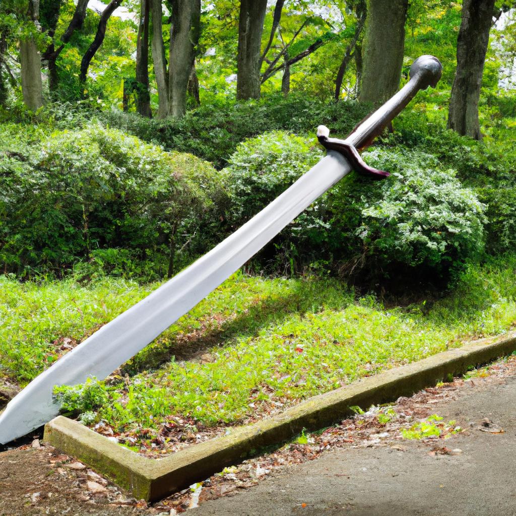Nature's beauty is amplified by the sheer size of this massive sword.