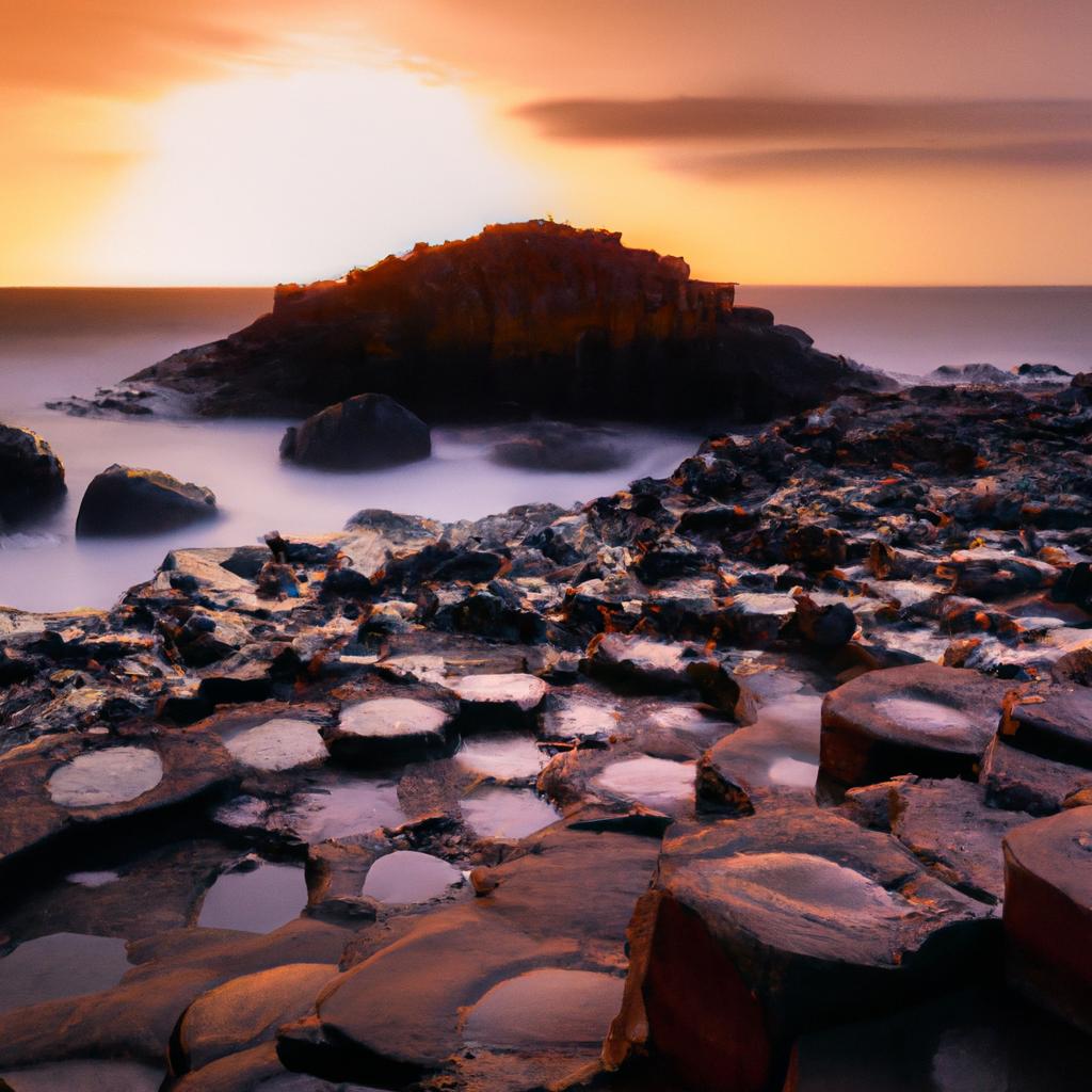 Experience the beauty of Giants Causeway at sunset