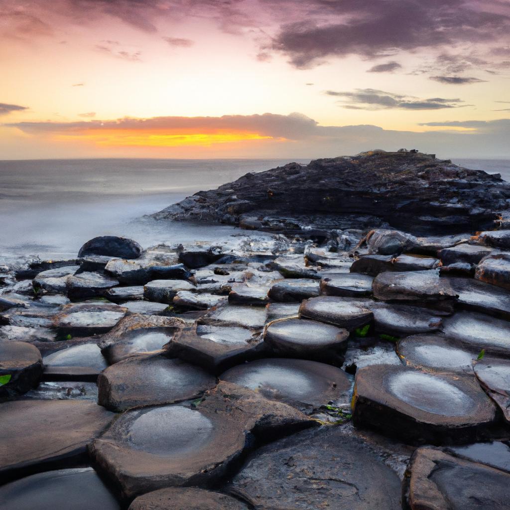 The Giant's Causeway is a popular spot to watch the sunset and take in the stunning views.
