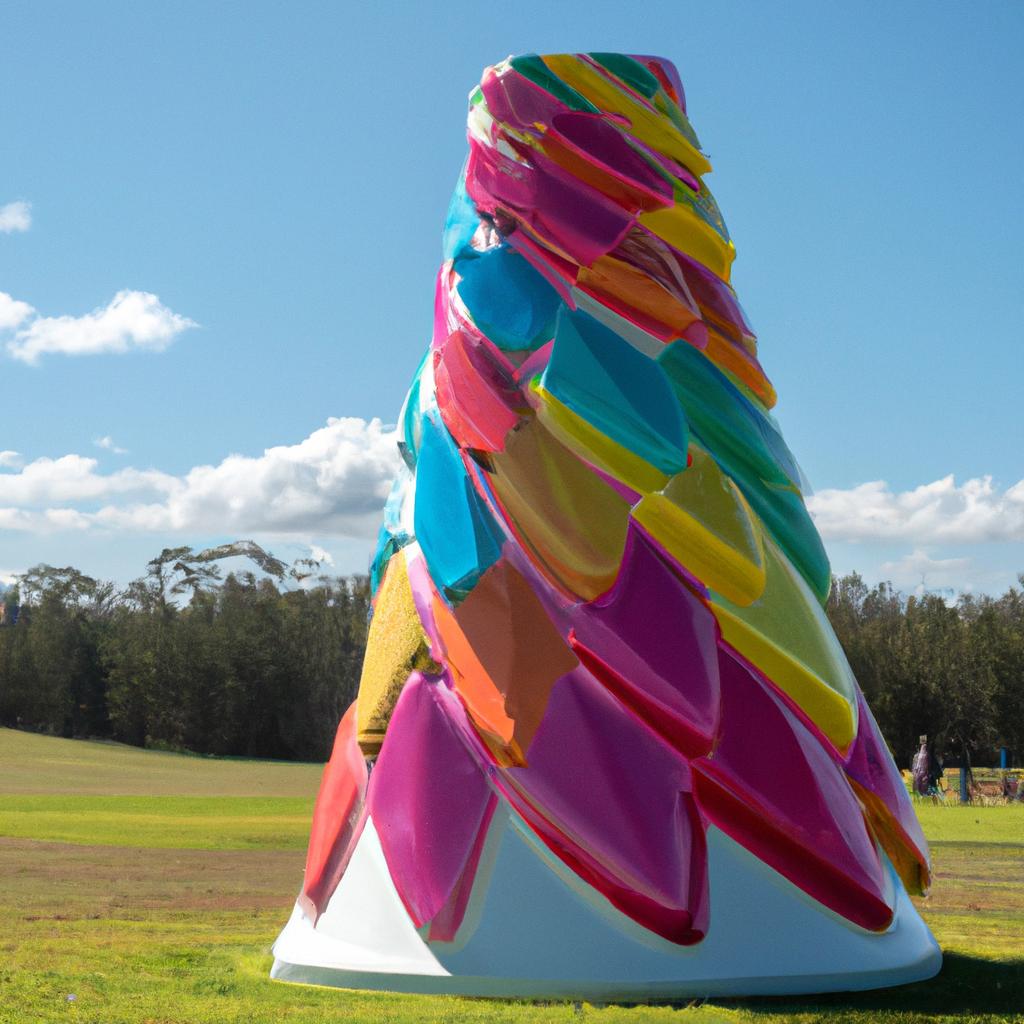 The cone sculpture is a striking artwork in Gibbs Farm Sculpture Park