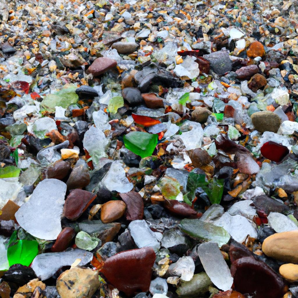 The glass pebbles of Glass Beach in Russia come in a variety of colors and sizes, creating a beautiful and unique beach experience.