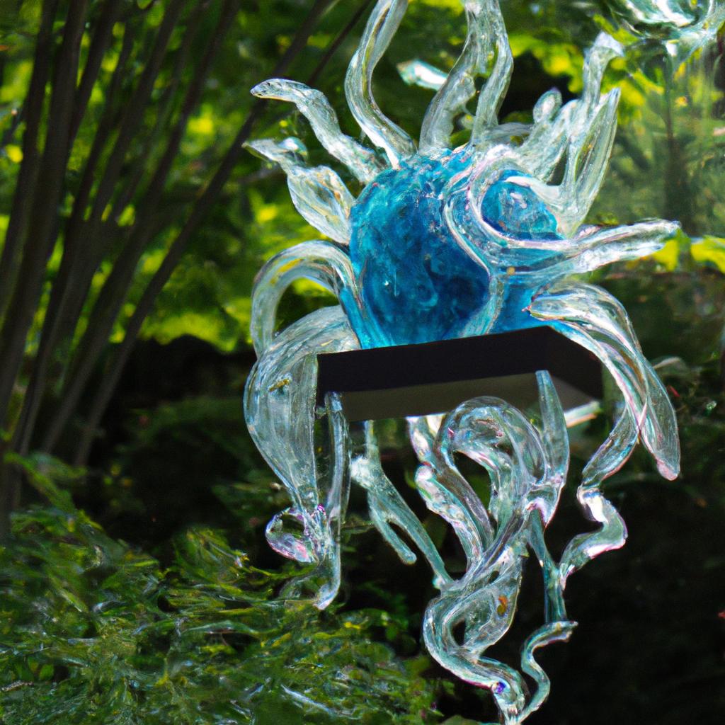 A mesmerizing glass sculpture of a jellyfish at the Seattle glass sculpture garden