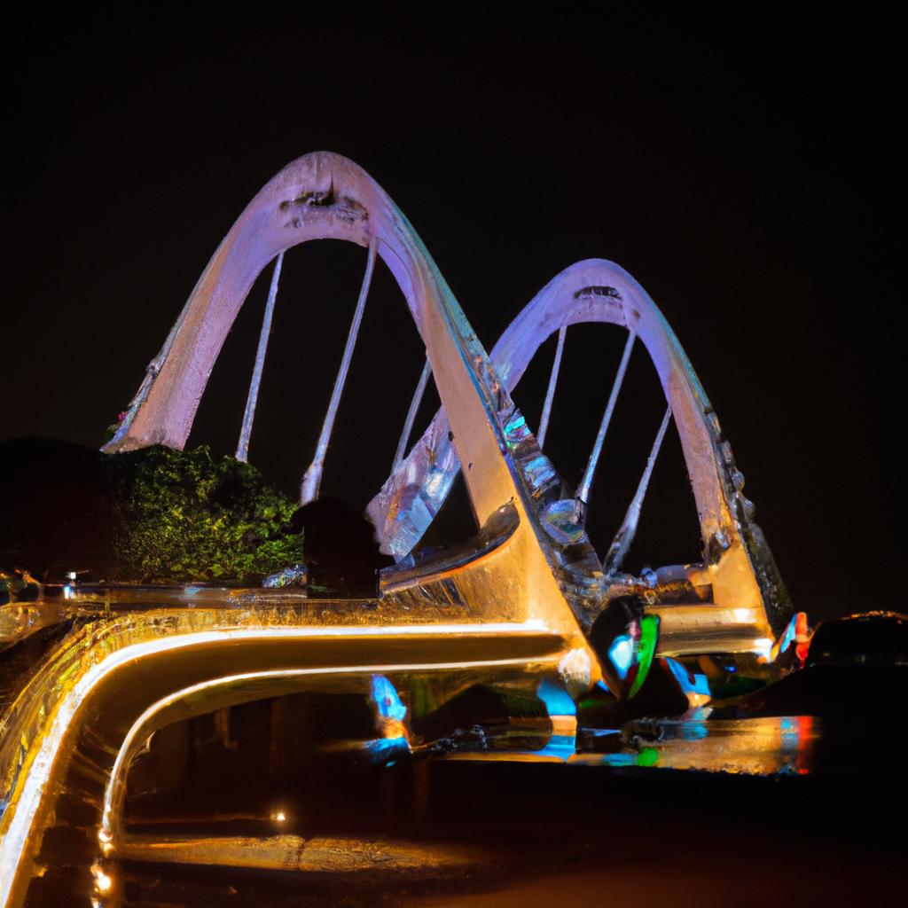 Golden Hands Bridge at Night