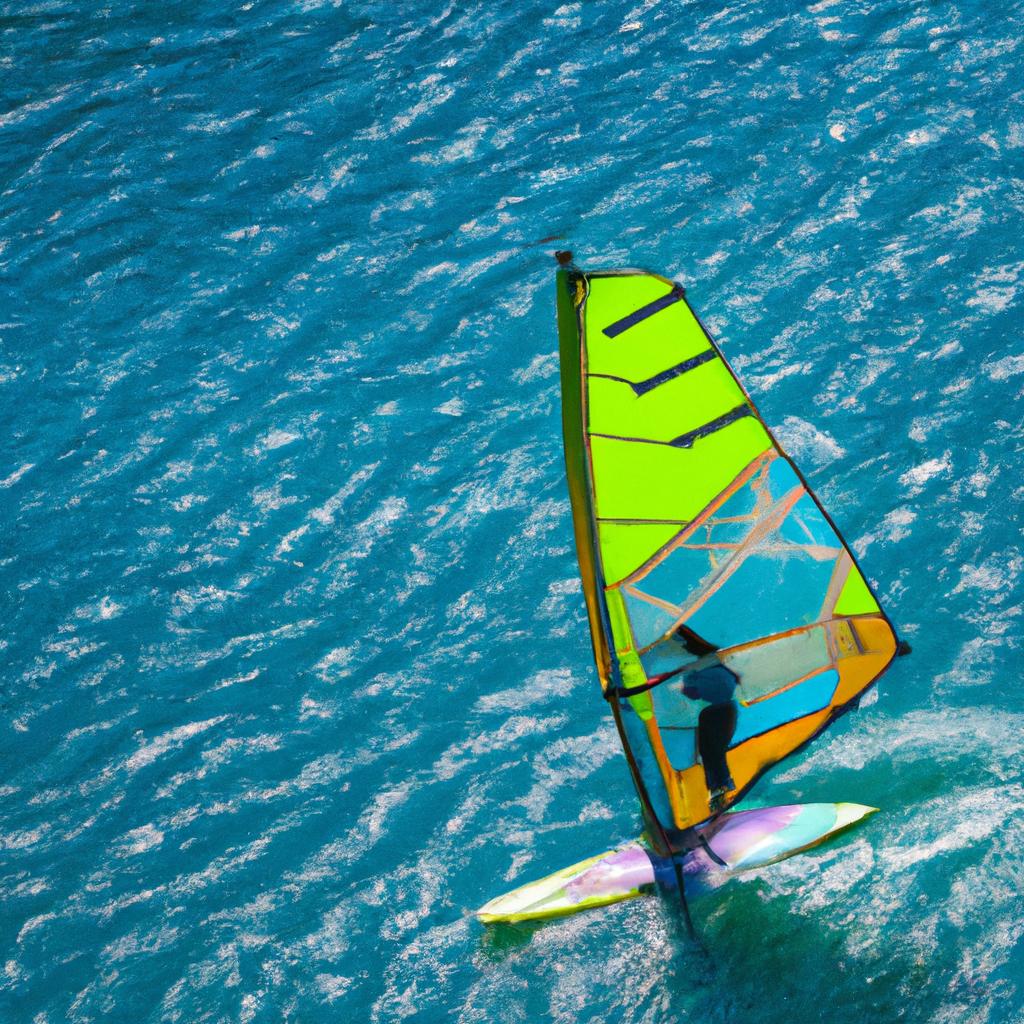 Windsurfing in the crystal-clear turquoise waters of Golden Horn