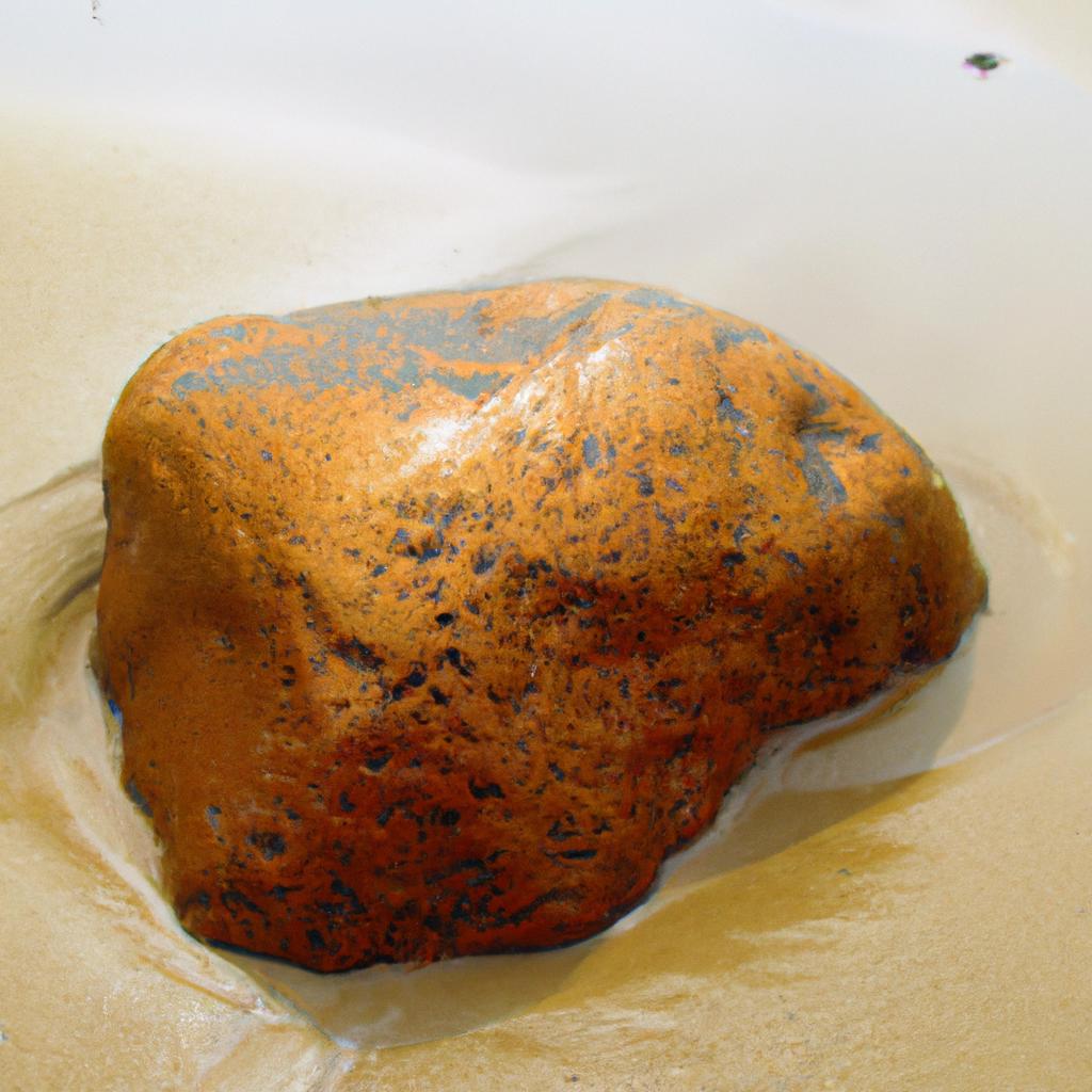 The beauty of a one-of-a-kind golden rock on a sandy beach