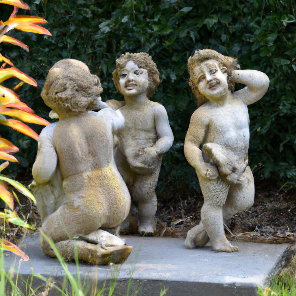 The beautiful garden at the Georgia Governor's Mansion features a collection of decorative statues that add to the elegance of the surroundings.