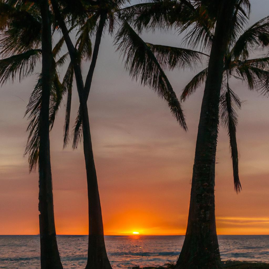 A mesmerizing sunset at Green Beach Hawaii