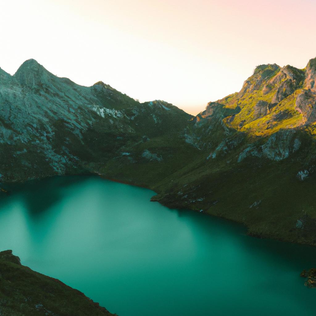 Experience the breathtaking beauty of the Green Lakes at sunset