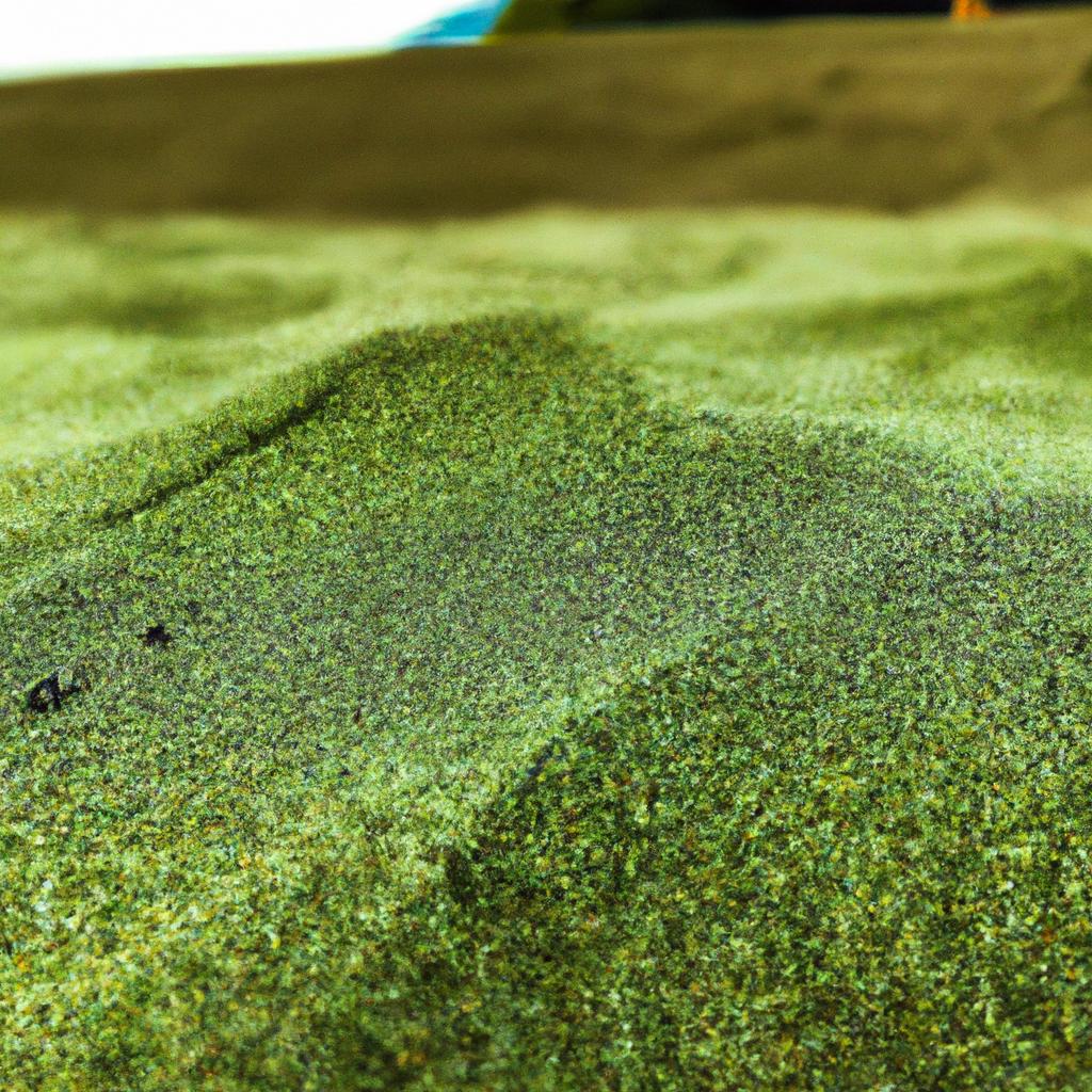 A close-up shot of the unique green sand at the Green Sand Beach in Hawaii