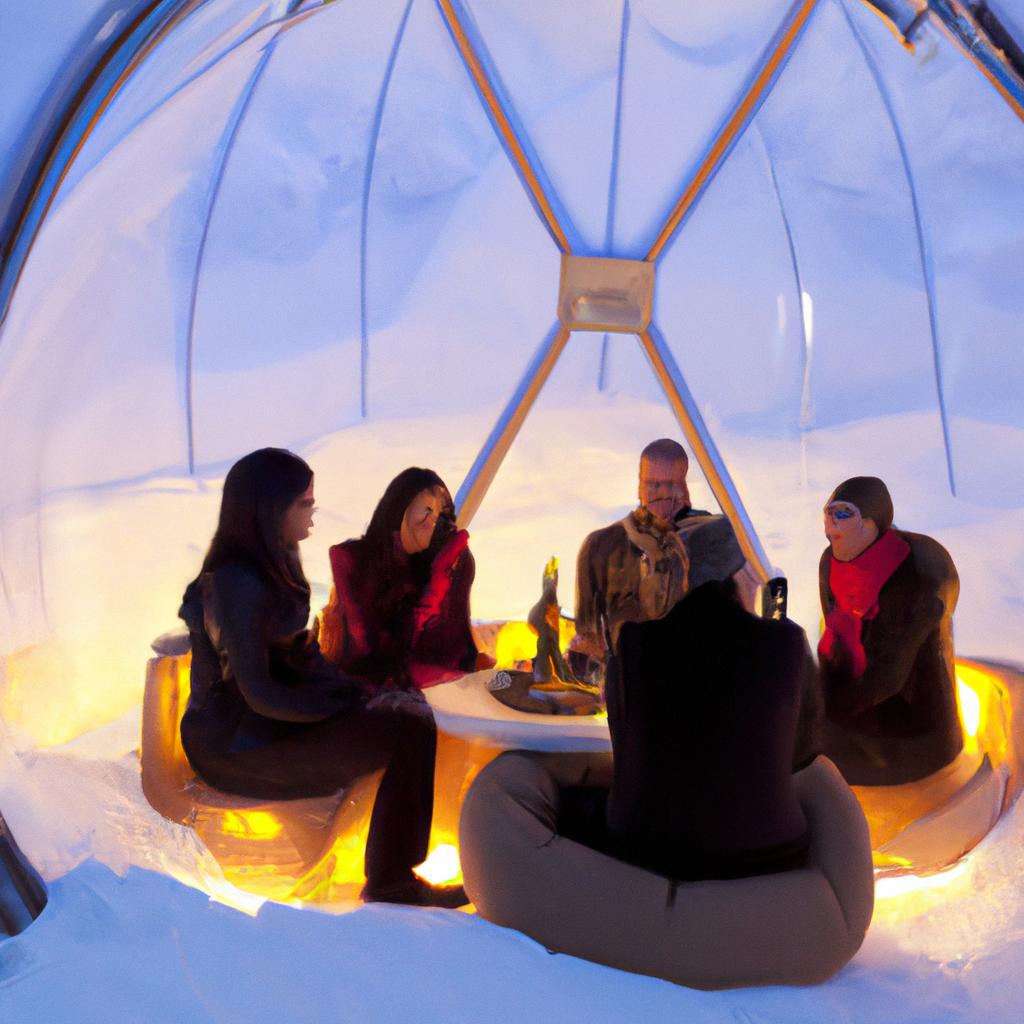 Gather your friends and enjoy a unique dining experience in an igloo restaurant
