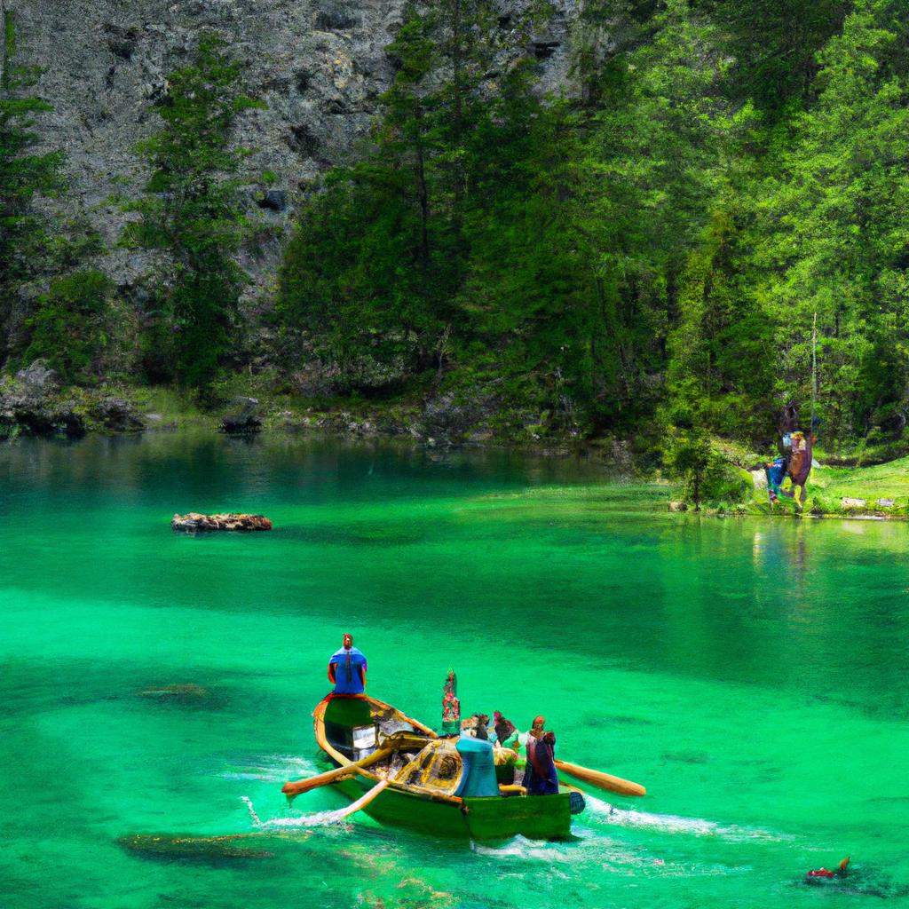 Boating is a popular activity in Gruner See, offering a unique perspective of the lake's beauty.