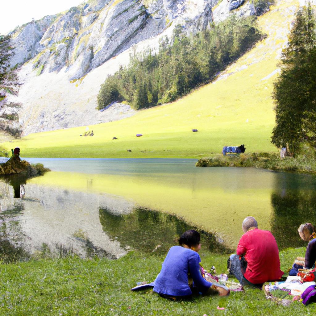 The grassy banks of Gruner See are perfect for a relaxing picnic with family and friends.