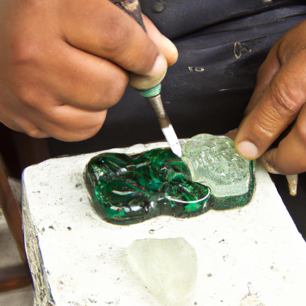 This Guatemalan artisan is skilled in carving Guatemala Jade into beautiful works of art.