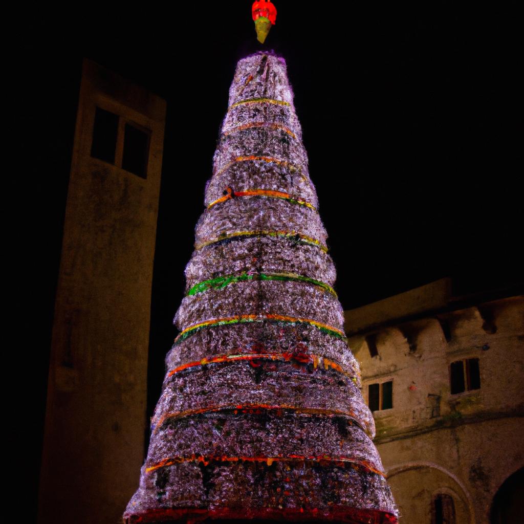 Locals and tourists alike gather to admire the stunning Gubbio Christmas Tree.