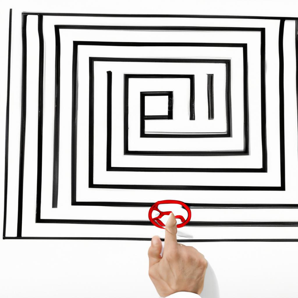 A hand-drawn flag maze on a whiteboard being solved by a person's finger
