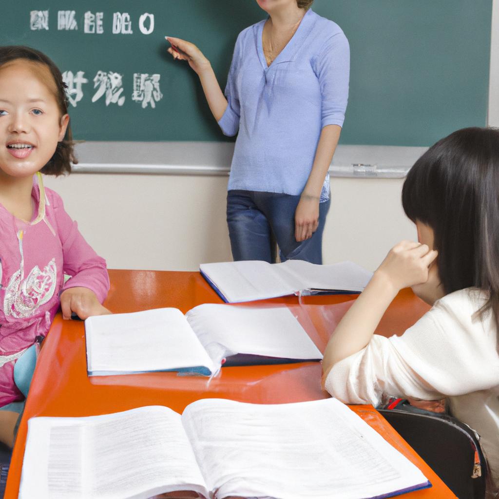 Students practicing their Chinese language skills in a Harbin classroom.