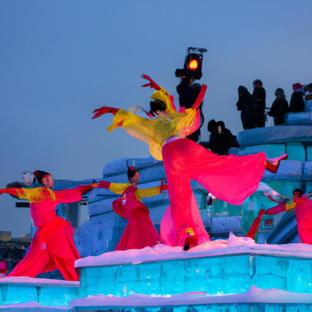 Mesmerizing traditional Chinese performance on ice at Harbin Winter Festival