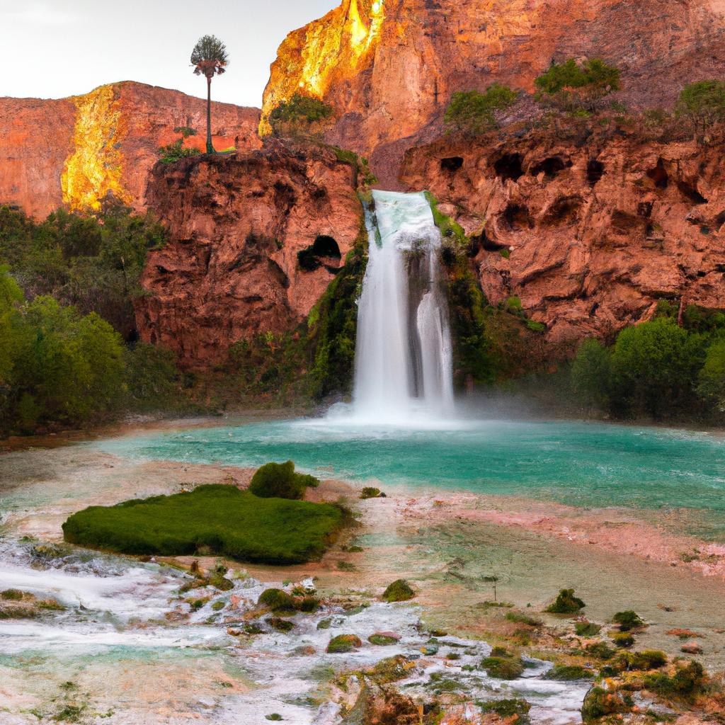 Sunsets in Havasupai Falls Reservation are truly magical, offering a breathtaking view of the canyon and waterfalls.