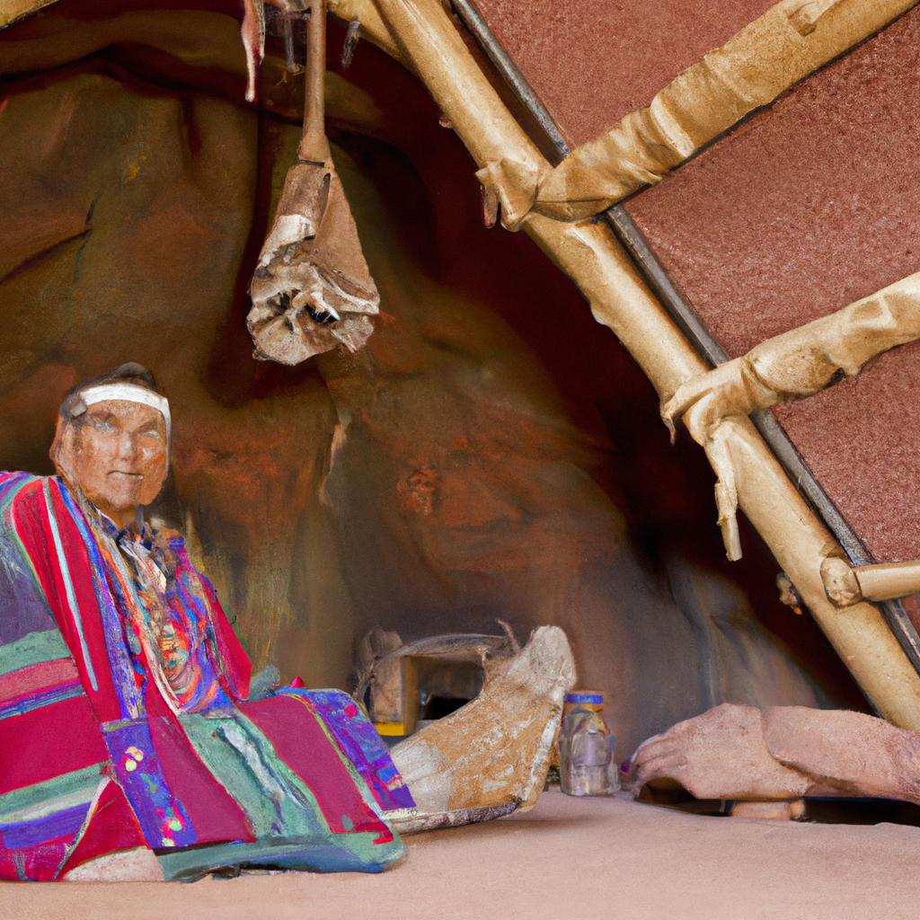 A Havasupai Indian Tribe member sitting in their home